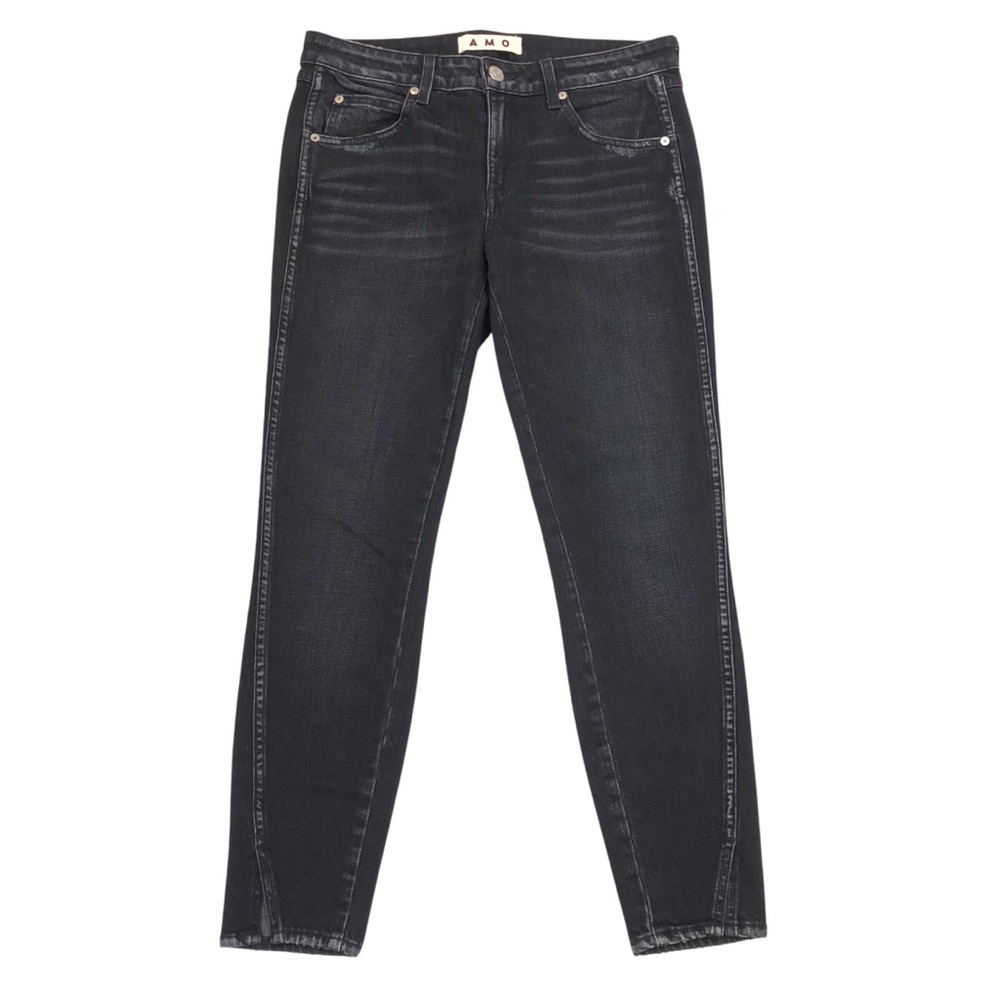 AMO Twist Ink Skinny Ankle Jeans Mid Rise Women's 28 28X27 Light/Faded Black